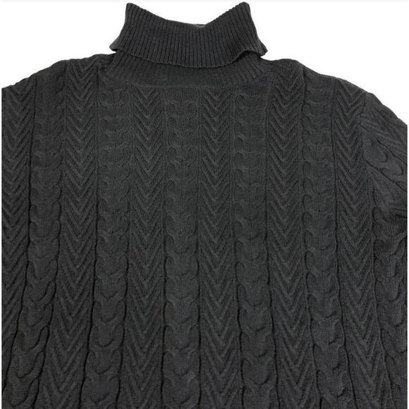 Lands' End Sz M Women's Navy Blue Chunky Knit Long Sleeve Turtleneck Sweater - Picture 6 of 9